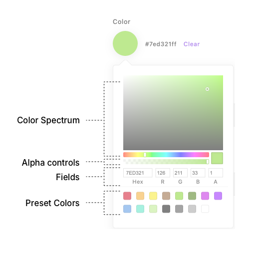 Screenshot of the Apostrophe color field UI