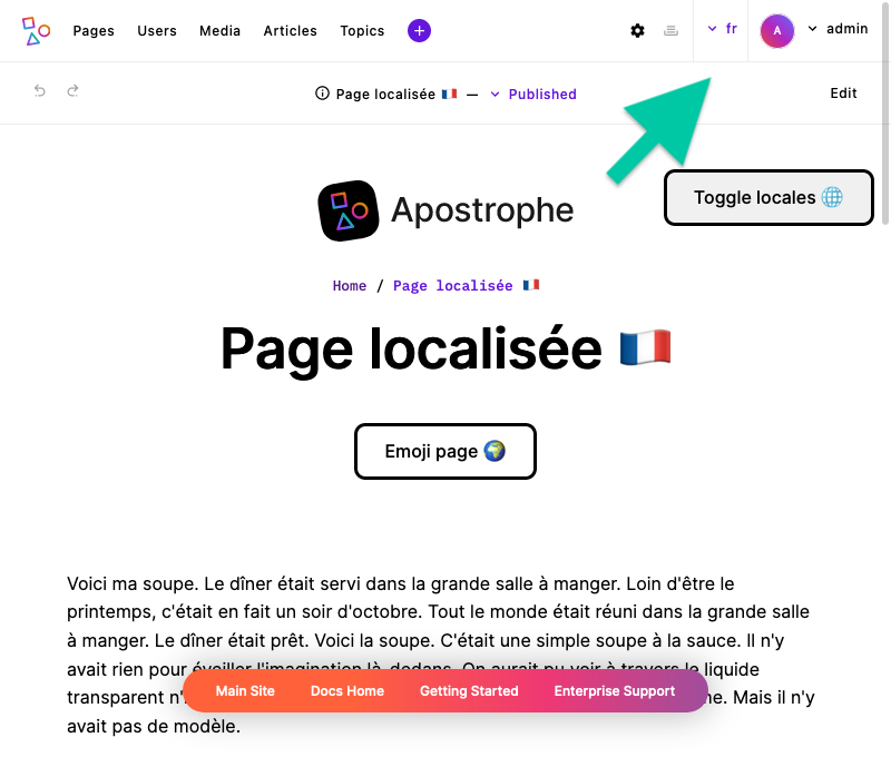 The original page in the French locale, translated