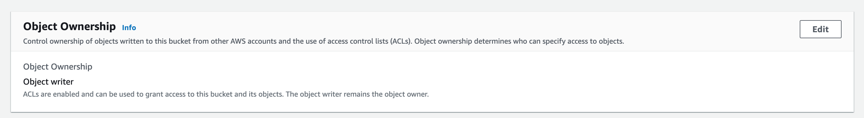 The S3 console Object Ownership section